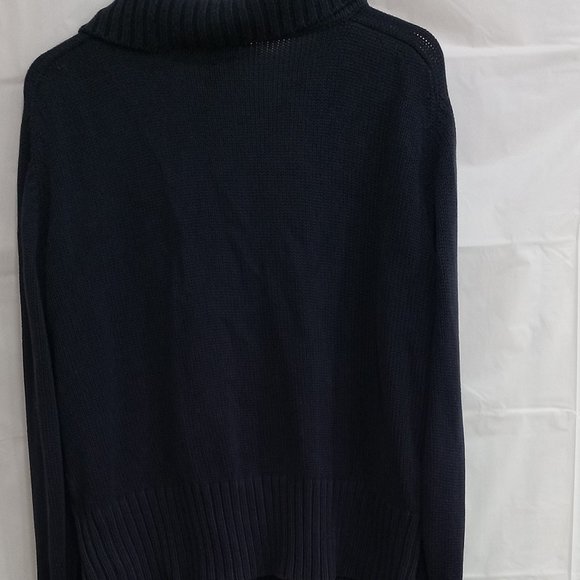 Cardigan Knitted Navy Blue 45 % Cotton & 55 Acrylic Woman' 1X Front Zipper. - Picture 5 of 7